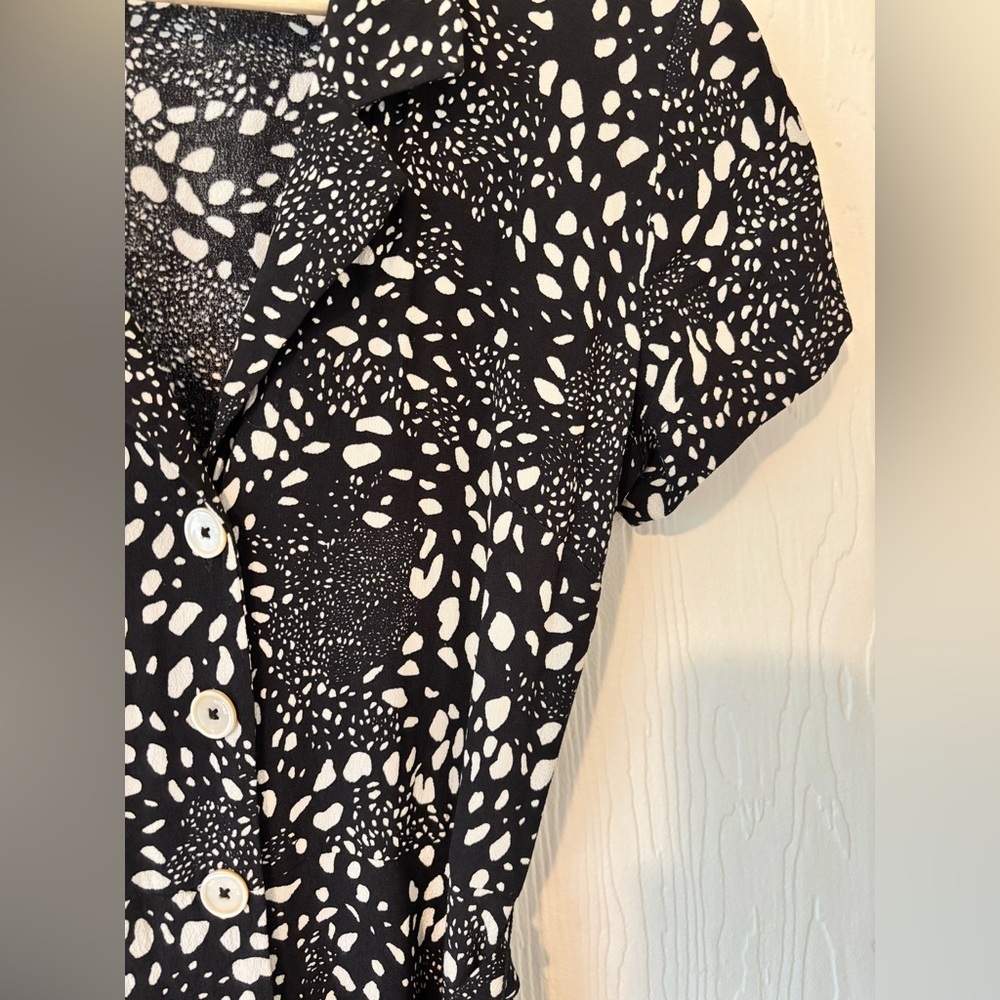 Wilfred Aritzia Button Down Collared Short Sleeve Midi Maxi Shirt Animal Dress - Picture 10 of 14